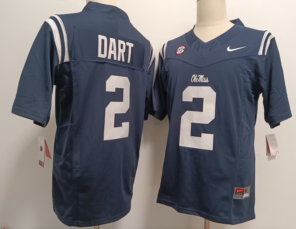 Men Ole Miss #2 Jaxson Dart blue 2024 Nike NCAA jersey->more ncaa teams->NCAA Jersey
